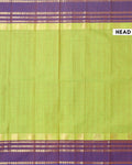 Traditional Chettinad Cotton Handloom Saree with Zari Border and Traditional Motifs -  Green-Head