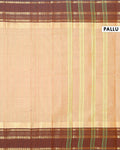 Traditional Chettinad Cotton Handloom Saree with Zari Border and Traditional Motifs -  Light Beige-PALLU