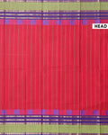 Traditional Chettinad Cotton Handloom Saree with Zari Border and Traditional Motifs -  Red-Head