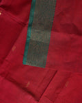 Traditional Chettinad Cotton Saree with  Contrast Zari Woven Border and Classic Solid Body - Maroon