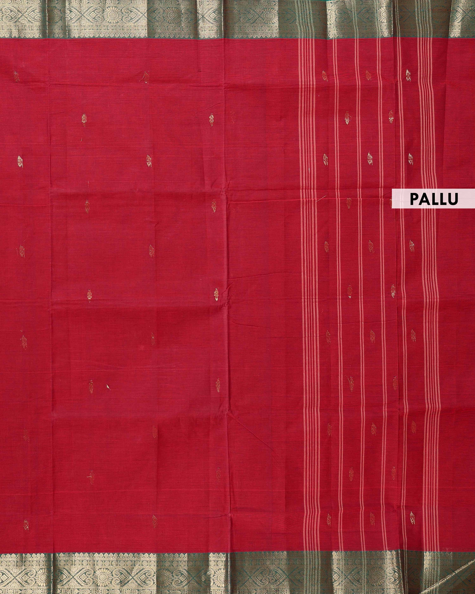 Traditional Chettinad Cotton Saree with  Contrast Zari Woven Border and Classic Solid Body - Maroon