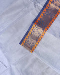 Traditional Chettinad Cotton Saree with Contrast Zari Woven Border and Fine Handloom Weave - Grey