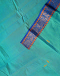Traditional Chettinad Cotton Saree with Contrast Zari Woven Border and Handloom Weave - Blue-head
