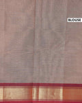 Traditional Chettinad Cotton Saree with Elegant Zari Border Plain Body Weave - Brown