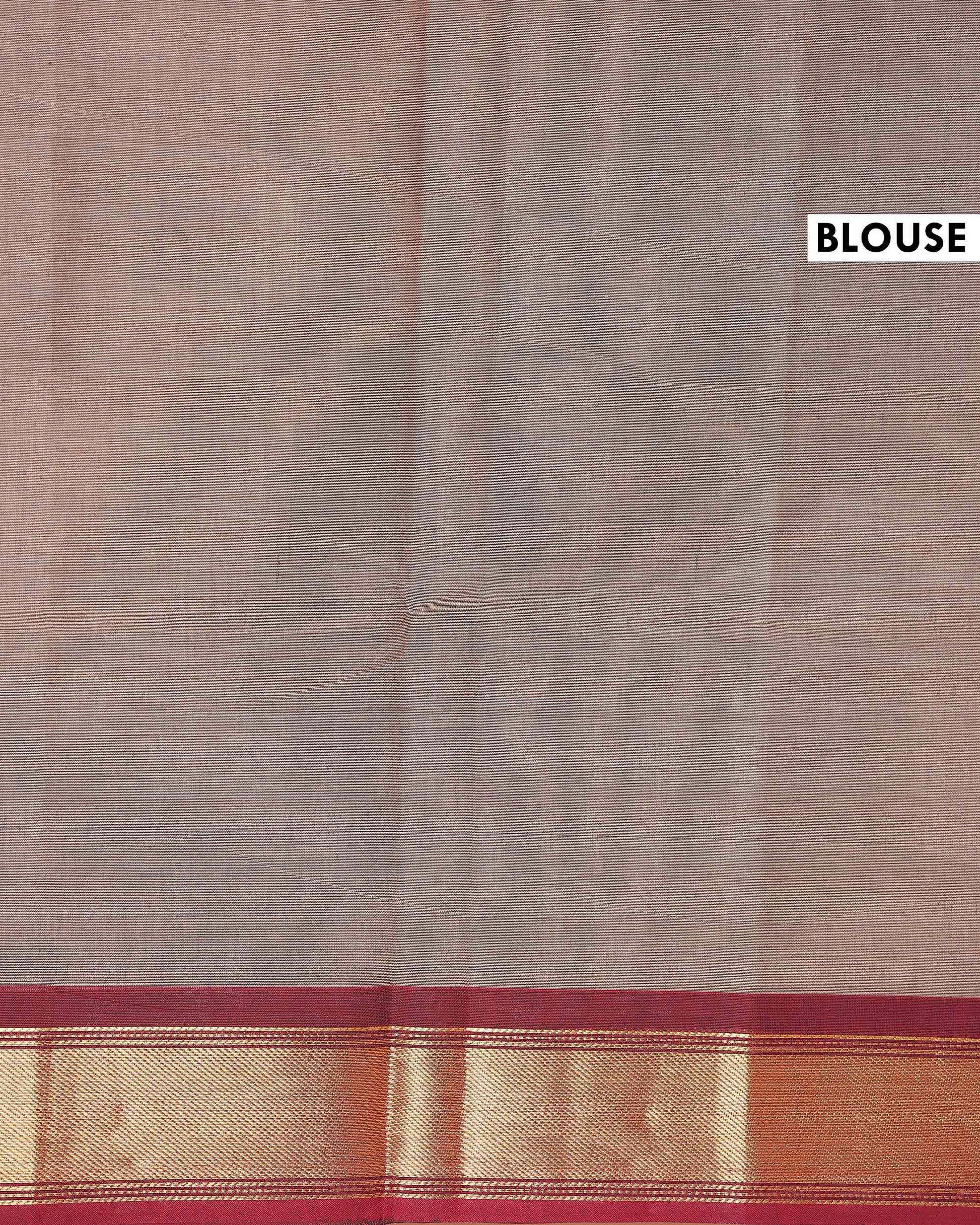 Traditional Chettinad Cotton Saree with Elegant Zari Border Plain Body Weave - Brown