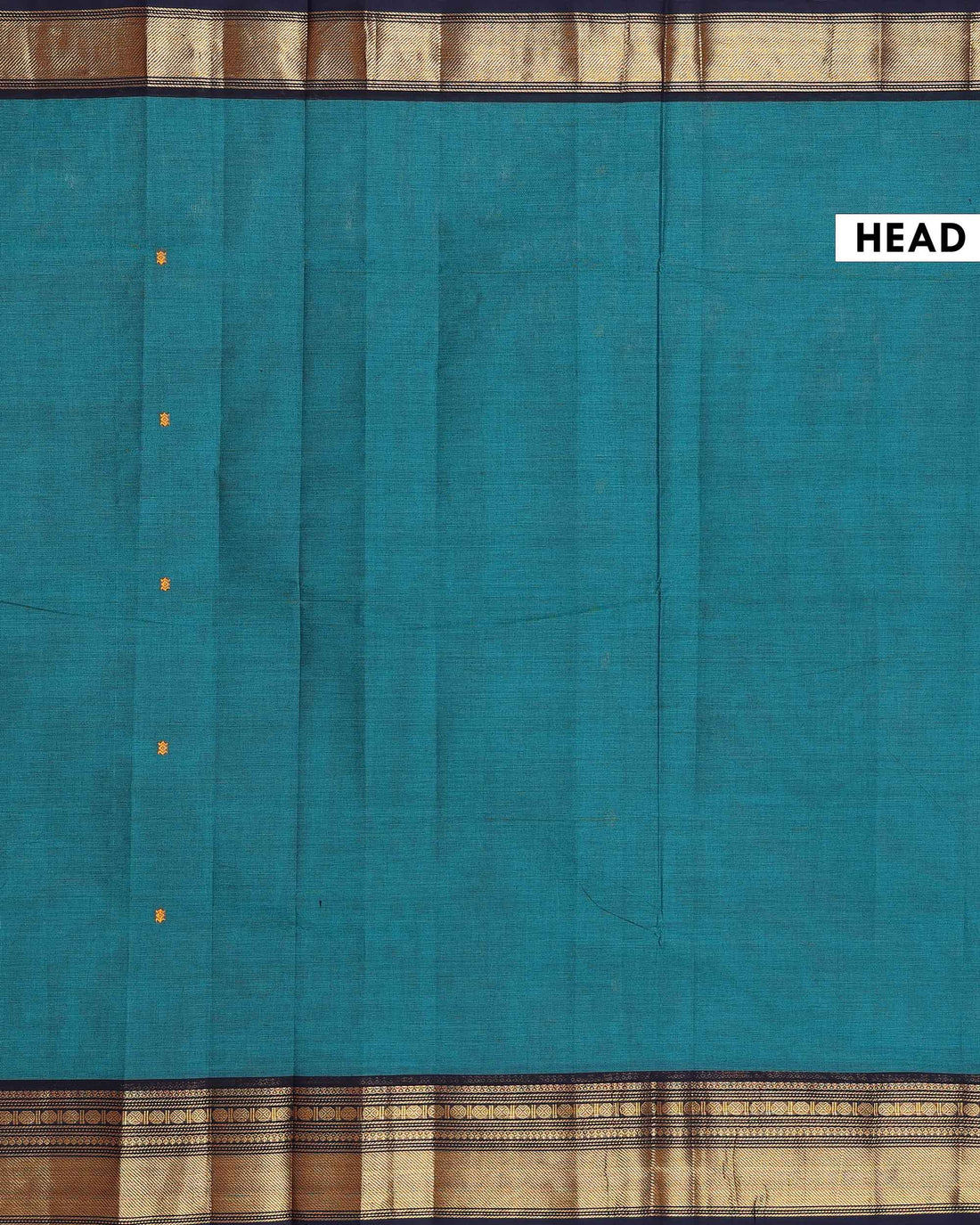 Traditional Chettinad Cotton Saree with Elegant Zari Border Plain Body Weave - Teal