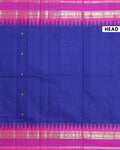 Traditional Chettinad Cotton Saree with Intricate Temple Border Rich Zari Detailing & Traditional Weave - Blue
