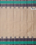 Traditional Chettinad Cotton Saree with Peacock Motif Border - Beige