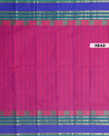 Traditional Chettinad Cotton Saree with Peacock Motif Border - Purple