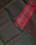 Traditional Chettinad Cotton Saree with Rich Contrast Zari Woven Border and Classic Body Weave - Green