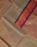 Traditional Chettinad Cotton Saree with Rich Paisley Zari Woven Border and Subtle Handloom Weave - Olive Green
