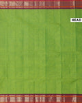 Traditional Chettinad Cotton Saree with Rich Zari Border and Fine Handloom Weave - Green