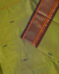 Traditional Chettinad Cotton Saree with Rich Zari Border and Fine Handloom Weave - Light Green