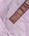 Traditional Chettinad Cotton Saree with Rich Zari Border and Fine Handloom Weave - Light  Lavender