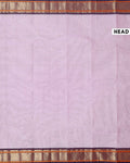 Traditional Chettinad Cotton Saree with Rich Zari Border and Fine Handloom Weave - Light  Lavender