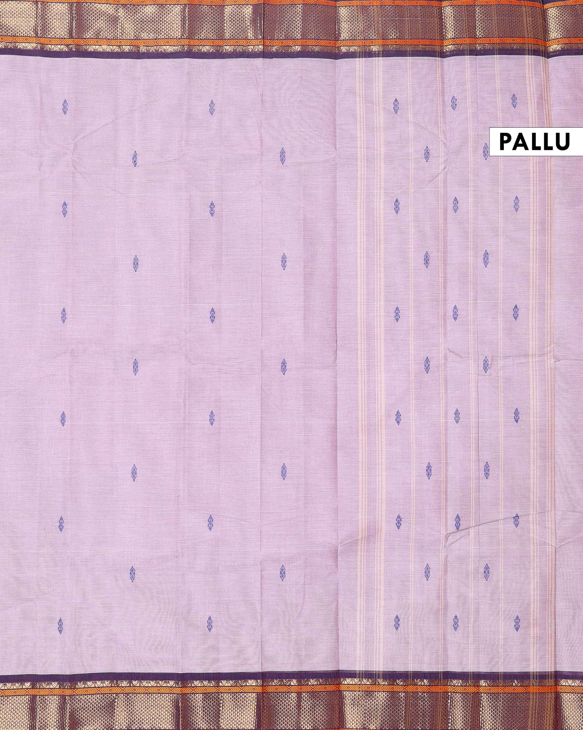 Traditional Chettinad Cotton Saree with Rich Zari Border and Fine Handloom Weave - Light  Purple