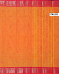 Traditional Chettinad Cotton Saree with Rich Zari Border and Fine Handloom Weave - Orange