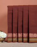 Traditional Chettinad Cotton Saree with Rich Zari Woven Border and Classic Handloom Finish - Dark Brown