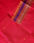 Traditional Chettinad Cotton Saree with Small Butta Motifs and Contrast Zari Woven Border - Red