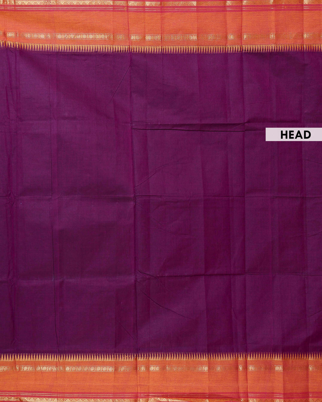 Traditional Chettinad Cotton Saree with Temple Zari Border and Solid Handloom Body Weave - Purple