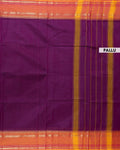 Traditional Chettinad Cotton Saree with Temple Zari Border and Solid Handloom Body Weave - Purple