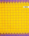 Traditional Chettinad Cotton Saree with Traditional Checks and Temple Border - Yellow-Head