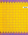 Traditional Chettinad Cotton Saree with Traditional Checks and Temple Border - Yellow-Pallu
