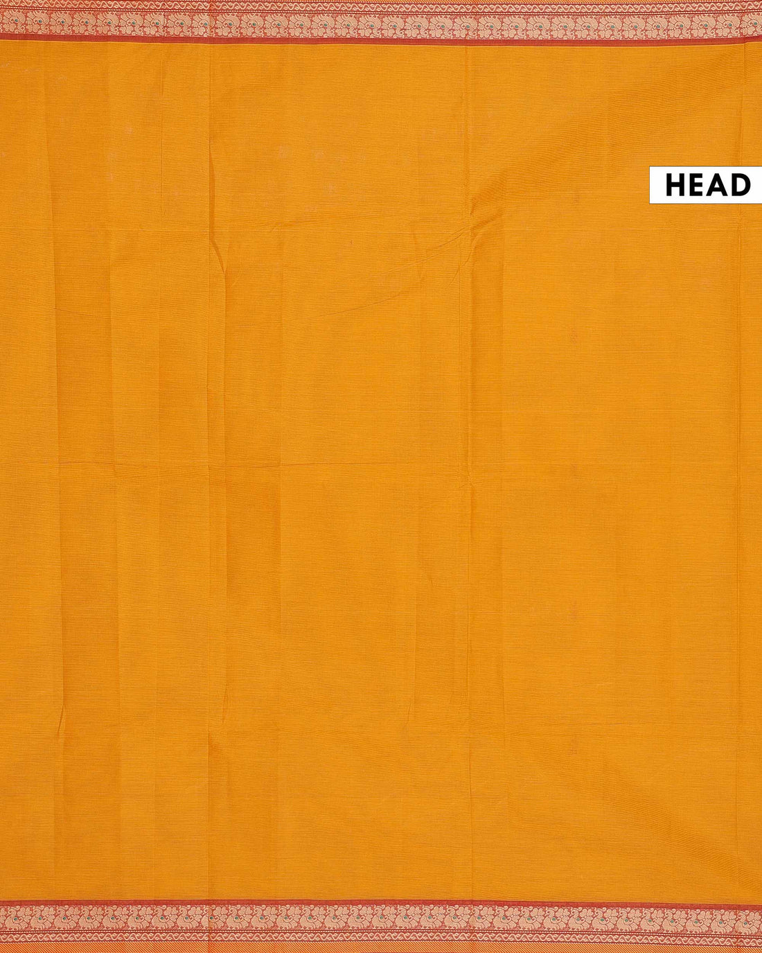 Traditional Chettinad Cotton Saree with Traditional Floral Zari Border - Mustard