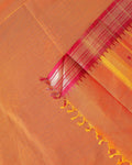 Traditional Chettinad Cotton Saree with Traditional Temple Border & Subtle Body Motifs - Orange