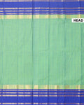 Traditional Chettinad Cotton Saree with Traditional Zari Border - Green-Head