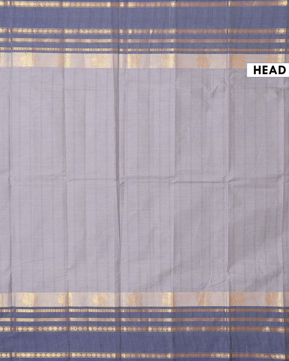 Traditional Chettinad Cotton Saree with Traditional Zari Border - Grey