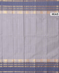 Traditional Chettinad Cotton Saree with Traditional Zari Border - Grey-head
