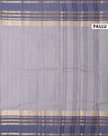 Traditional Chettinad Cotton Saree with Traditional Zari Border - Grey-pallu