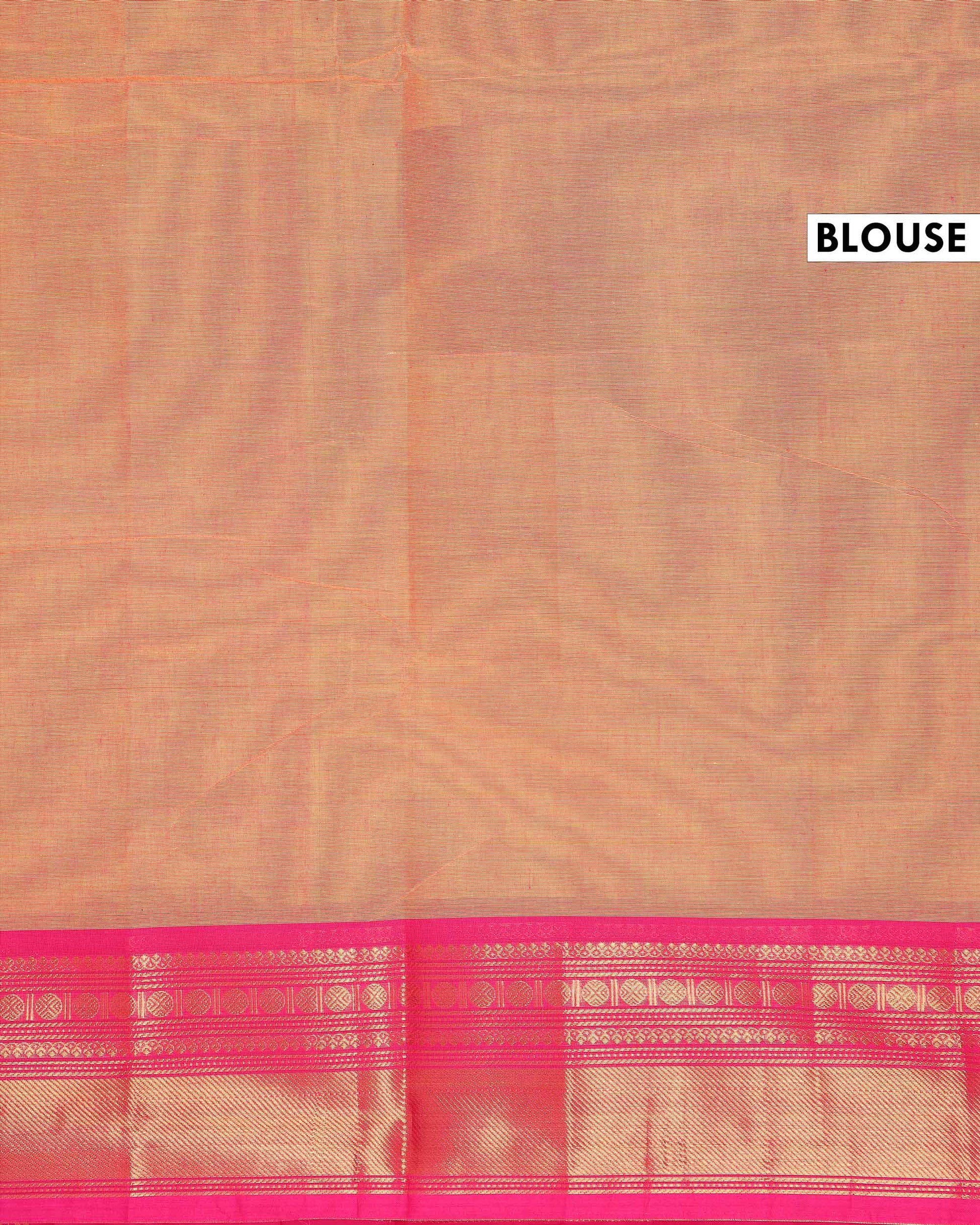 Traditional Chettinad Cotton Saree with Traditional Zari Woven Border Plain Body Weave - Orange