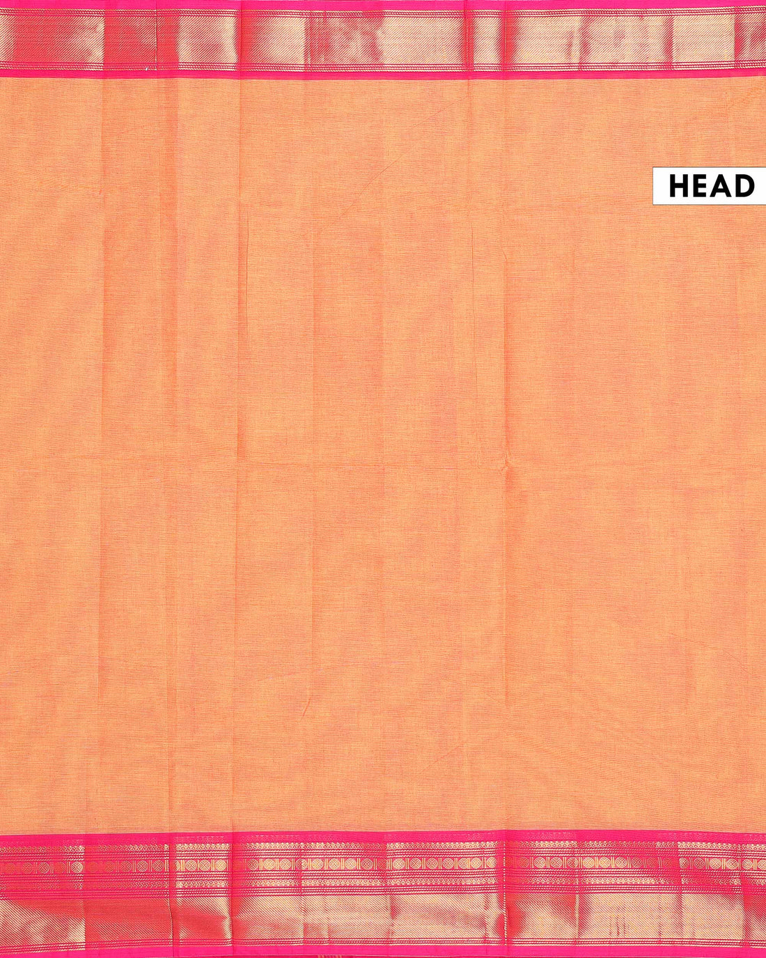 Traditional Chettinad Cotton Saree with Traditional Zari Woven Border Plain Body Weave - Orange