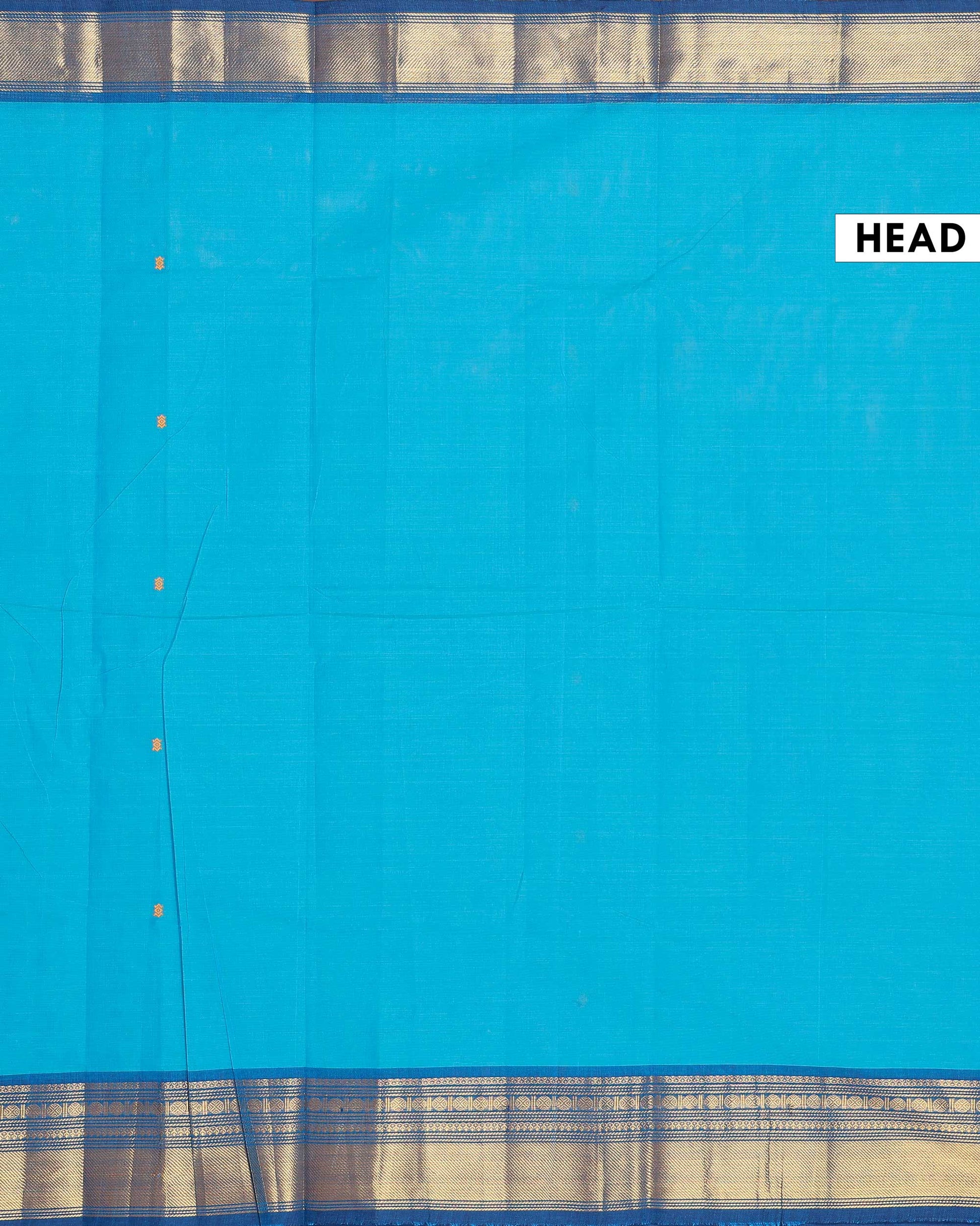 Traditional Chettinad Cotton Saree with Traditional Zari Woven Border Plain Body Weave - Sky Blue