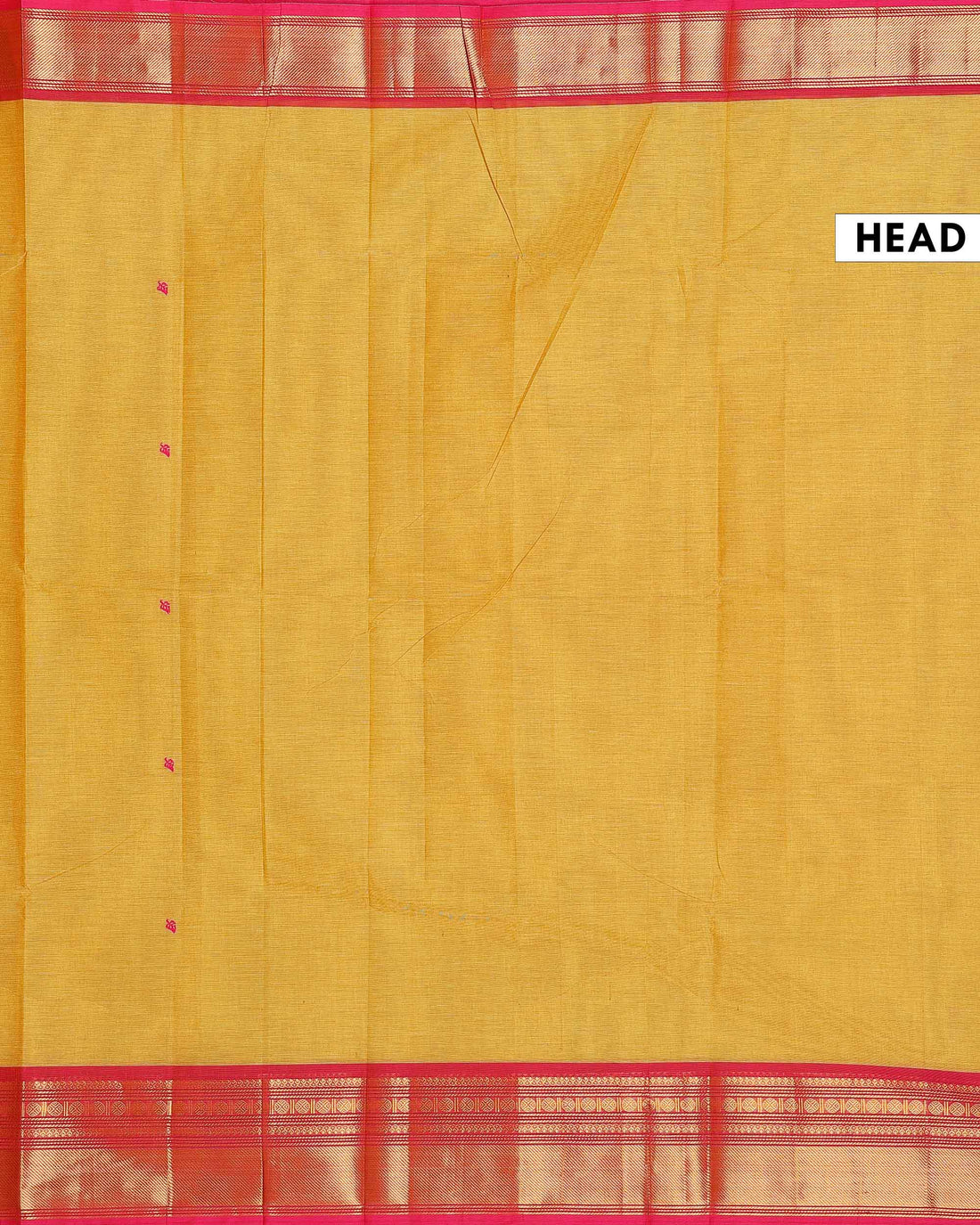 Traditional Chettinad Cotton Saree with Traditional Zari Woven Border Plain Body Weave - Yellow