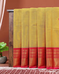 Traditional Chettinad Cotton Saree with Traditional Zari Woven Border Plain Body Weave - Yellow