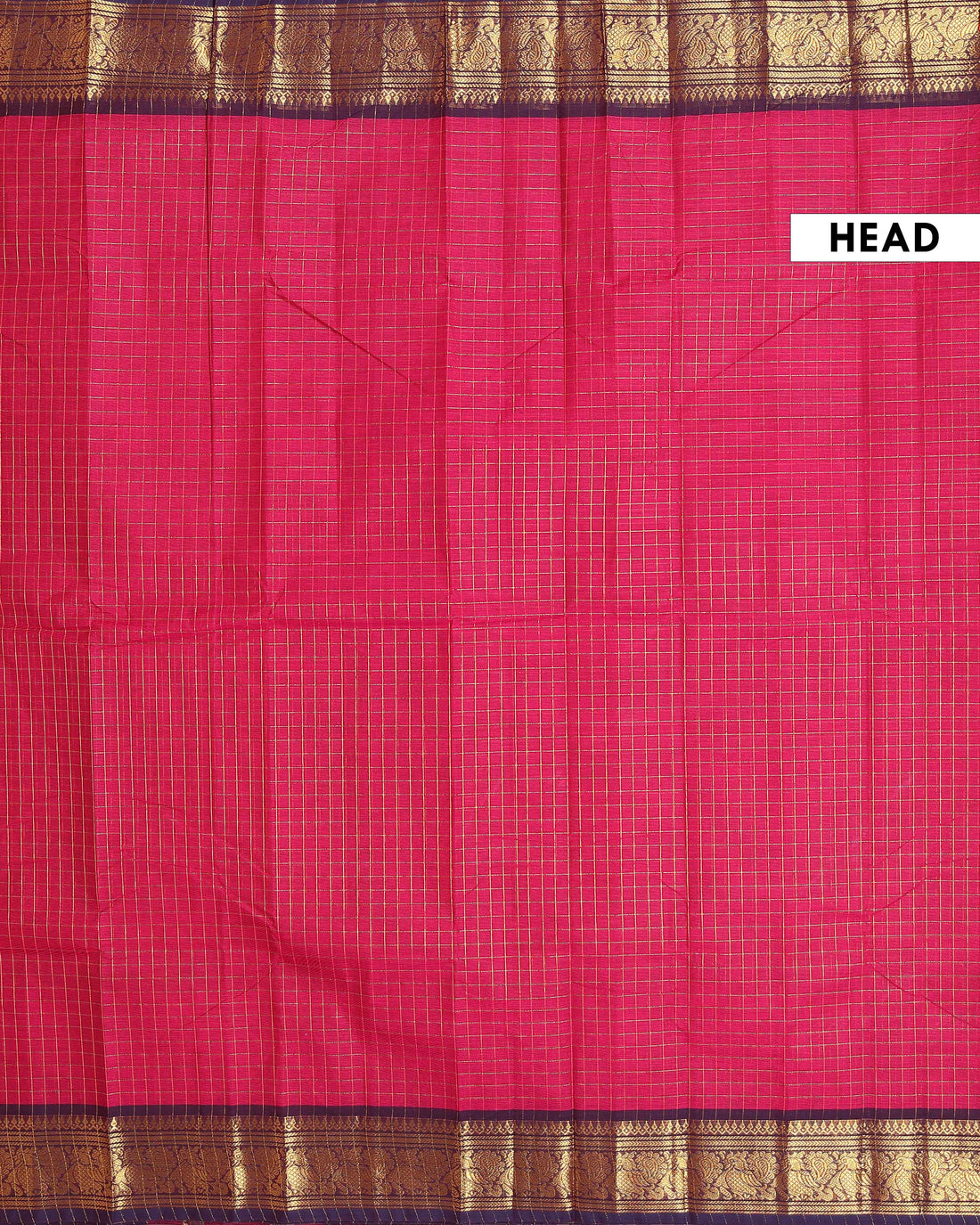 Traditional Chettinad Cotton Saree with Woven Checks and Peacock Motif - Maroon