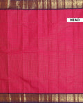 Traditional Chettinad Cotton Saree with Woven Checks and Peacock Motif - Maroon-Head