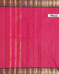 Traditional Chettinad Cotton Saree with Woven Checks and Peacock Motif - Maroon-Pallu