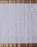 Traditional Chettinad Handloom Cotton Saree with Golden Zari Woven Border and Buttas - Grey