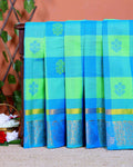 Traditional Chettinad Handloom Saree with Temple Border and Traditional Motifs - Green