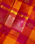 Traditional Chettinad Handloom Saree with Temple Border and Traditional Motifs - Multi-Close