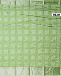 Traditional Dola Silk Saree with All-Over Bandhani Inspired Motifs and Intricate Woven Border - Green-Head