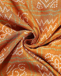 Traditional Dola Silk Saree with All-Over Bandhani Inspired Motifs and Intricate Woven Border  - Orange-Blouse-Close Up