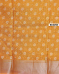 Traditional Dola Silk Saree with All-Over Bandhani Style Geometric Buta and Rich Woven Border - Mustard Yellow-Blouse