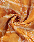 Traditional Dola Silk Saree with All-Over Bandhani Style Geometric Buta and Rich Woven Border - Mustard Yellow-Close Up