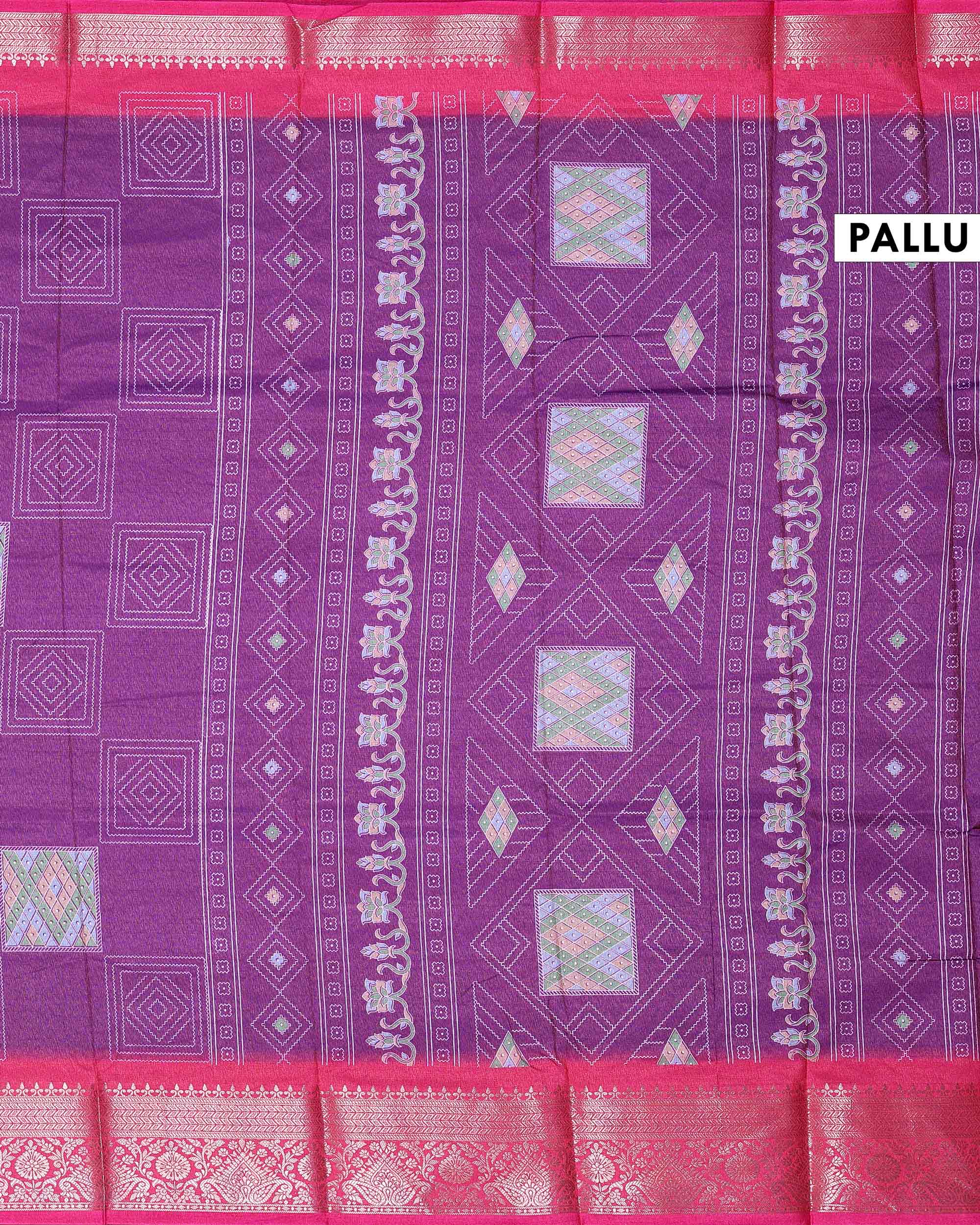 Traditional Purple Dola Silk Zari Border Saree | Jeyachandran