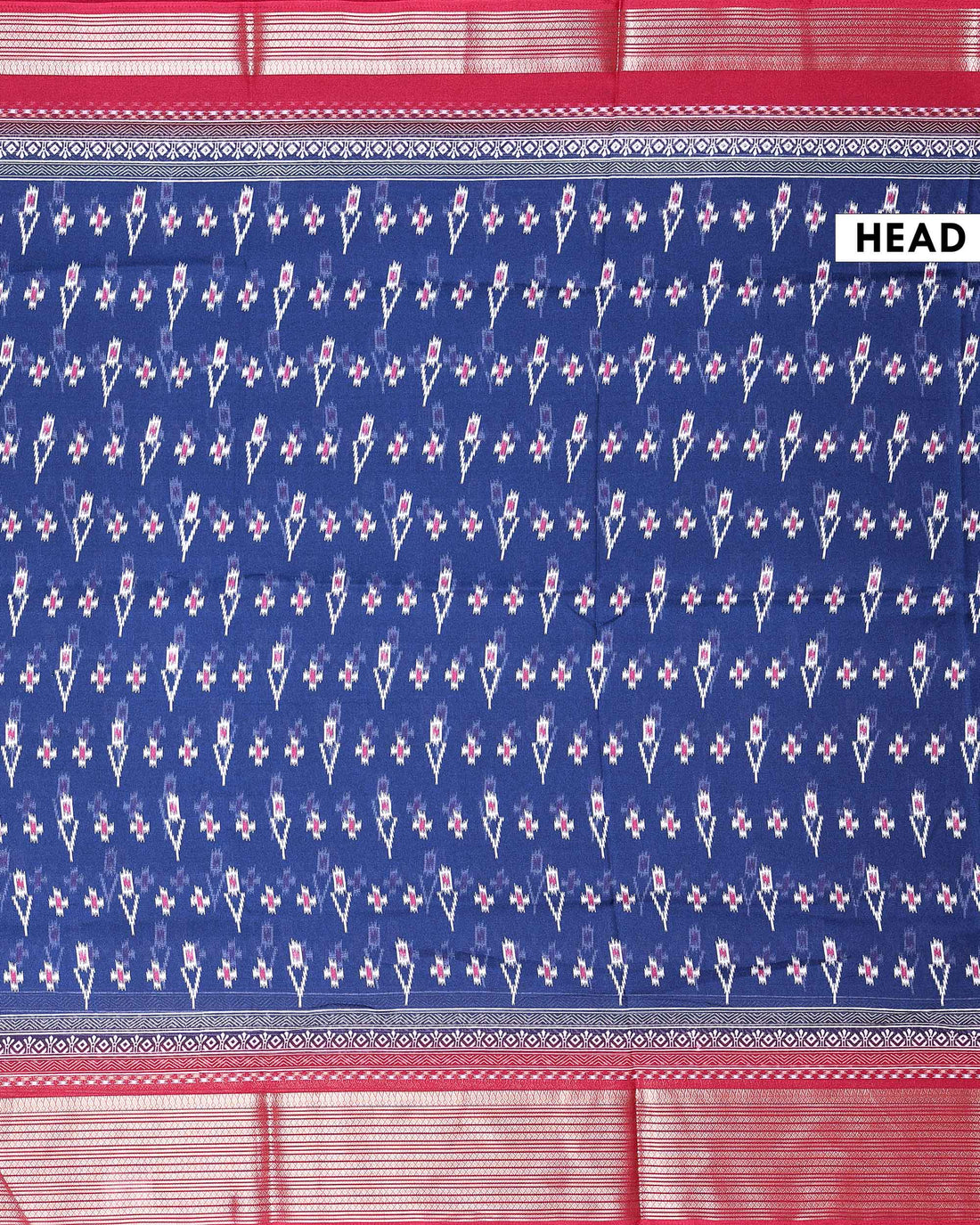 Traditional Dola Silk Saree with Intricate Ikkat Inspired Buta Motifs and Ornate Contrast Border - Navy Blue